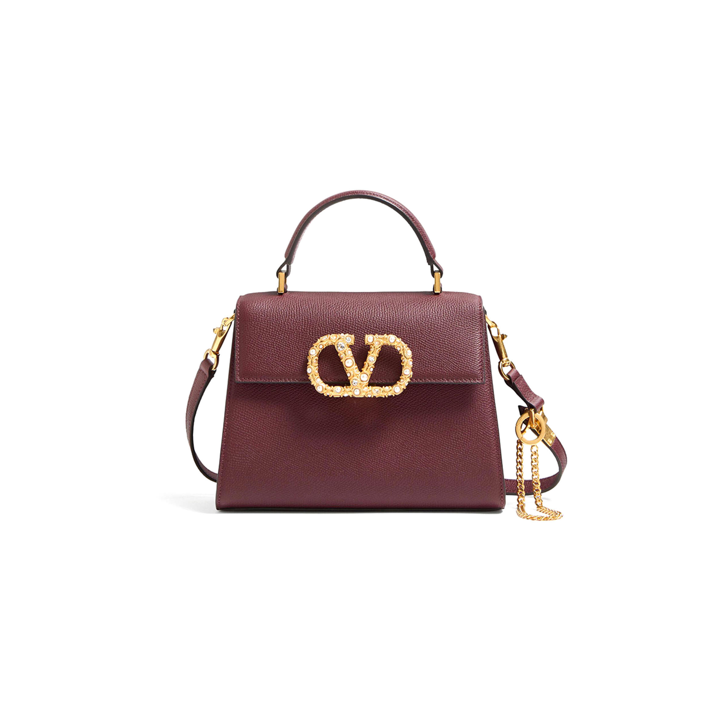 VALENTINO GARAVANI VSLING SMALL HANDBAG IN GRAINY CALFSKIN WITH JEWEL LOGO 7W2B0F53XPW_DYE (22*17*9cm)